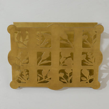 Shadow Floral Brass Wall Pocket view from front