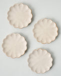 French White Scalloped Edge Stoneware Coaster Set