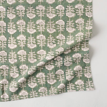Flora Dusty Green Printed Tea Towel up close