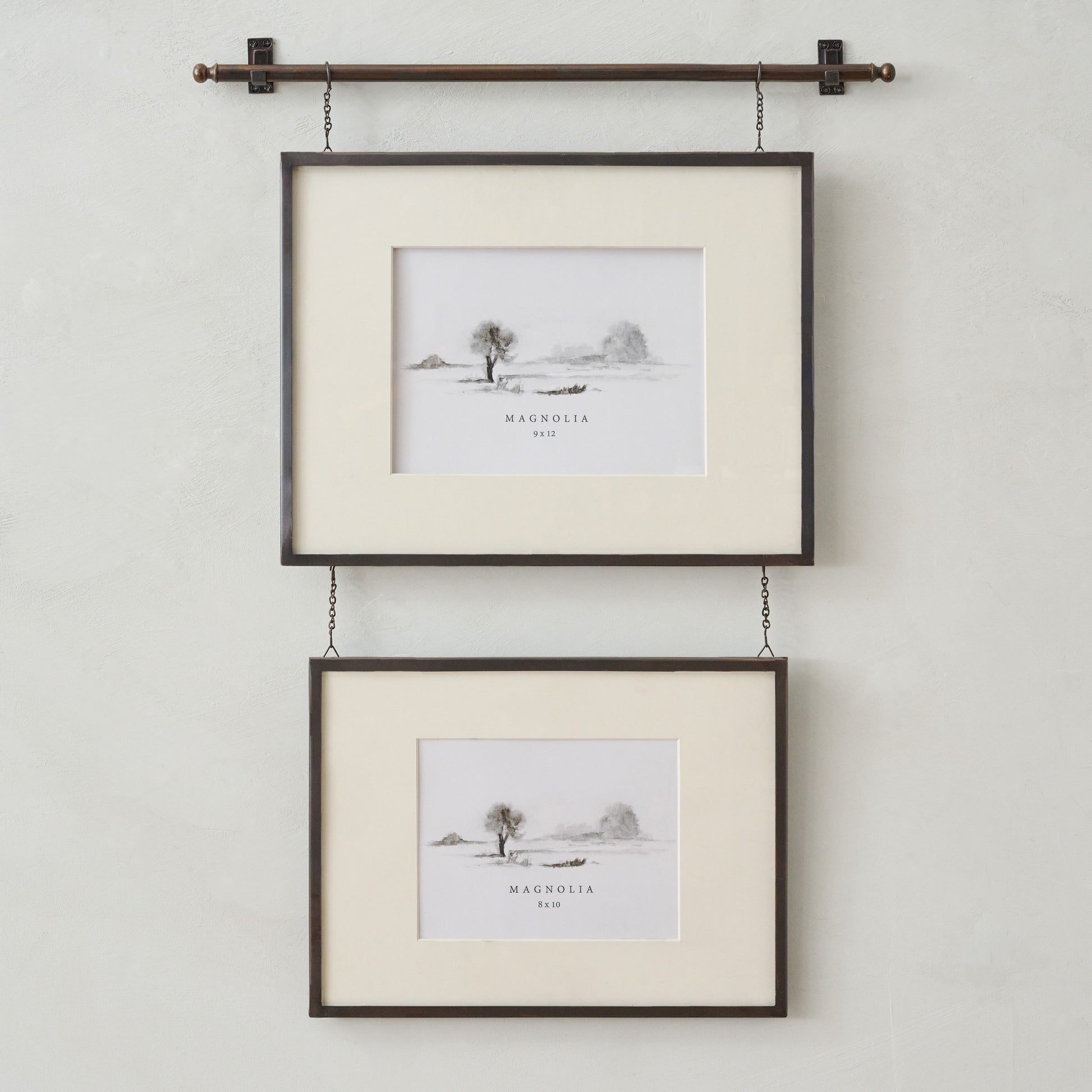 Colleen Antique Bronze Rail Double Picture Frame