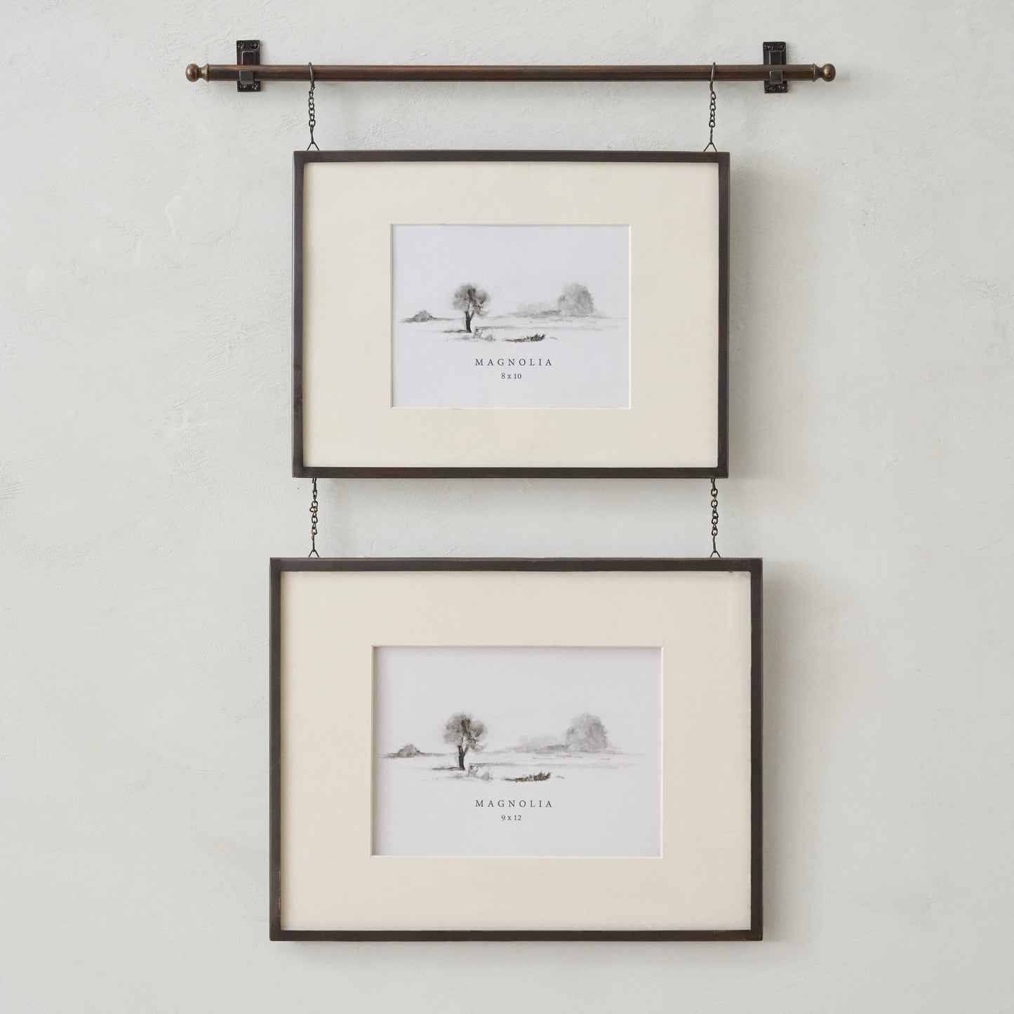 Colleen Antique Bronze Rail Double Picture Frame