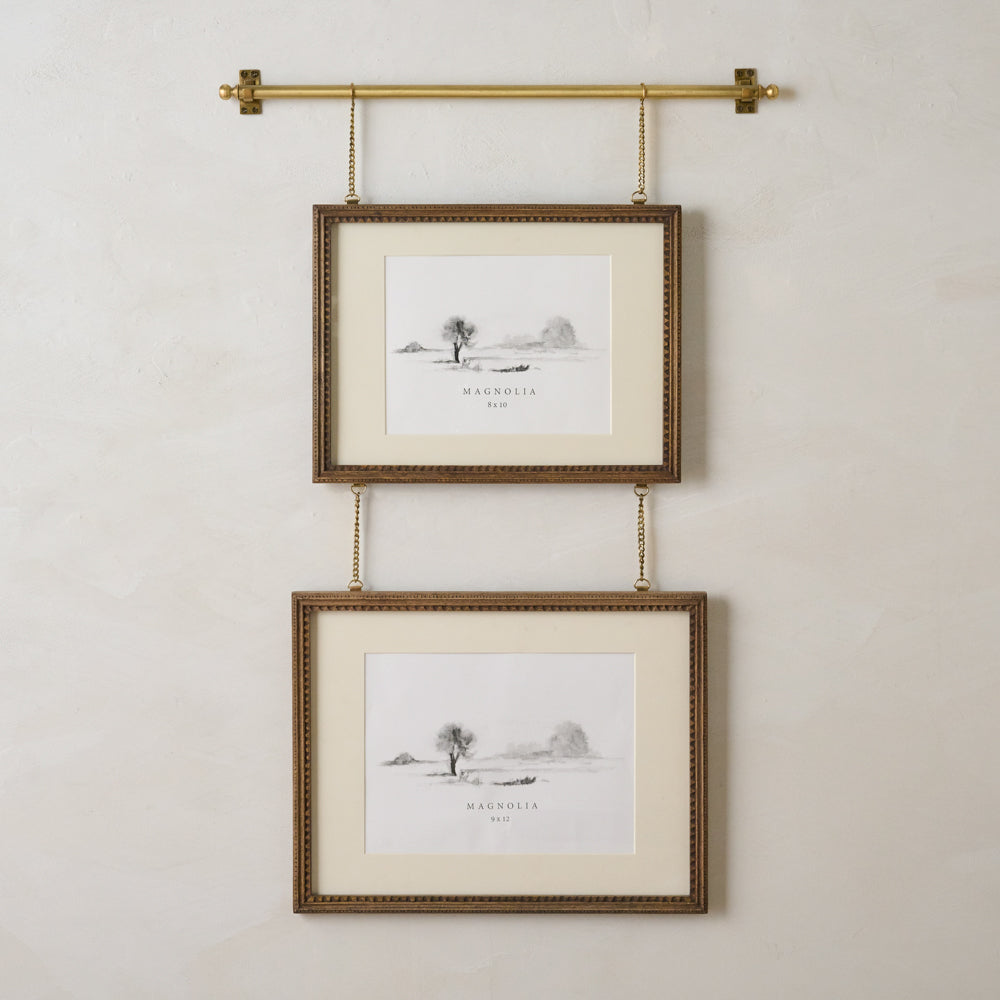 Colleen Wood and Brass Rail Double Picture Frame – Magnolia