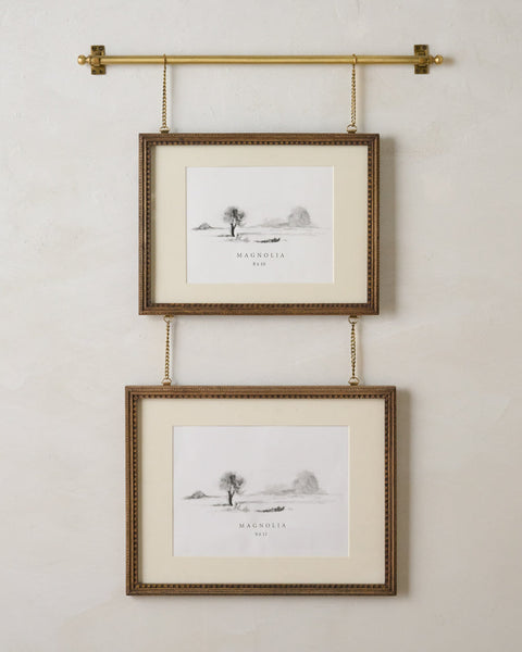 Colleen Wood and Brass Rail Double Picture Frame