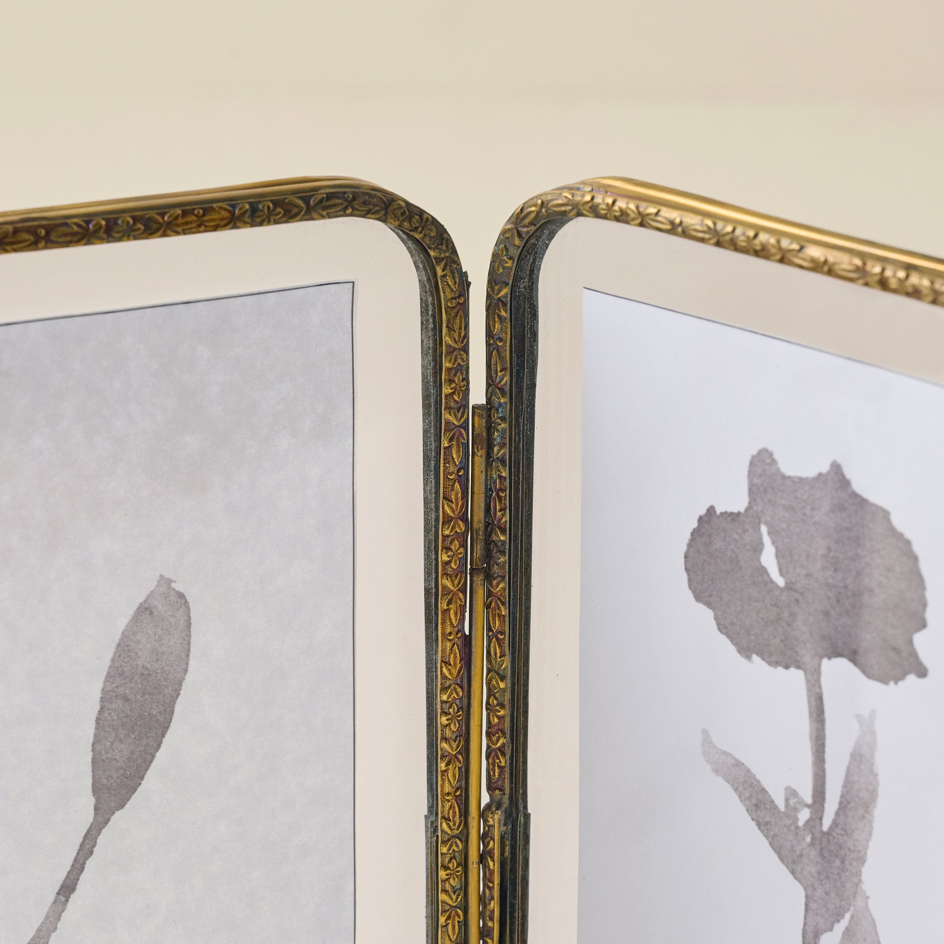Antiqued Brass Double Photo Frame up close