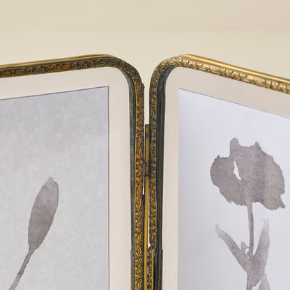 Antiqued Brass Double Photo Frame up close