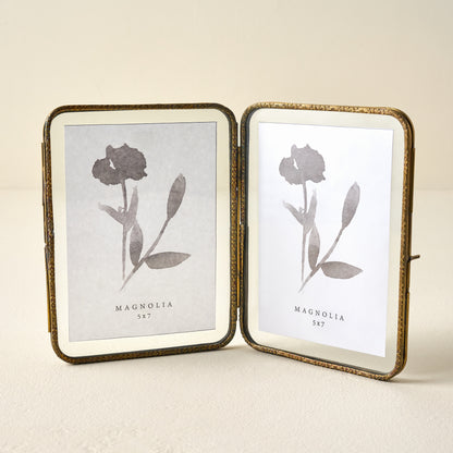 Antiqued Brass Double Photo Frame