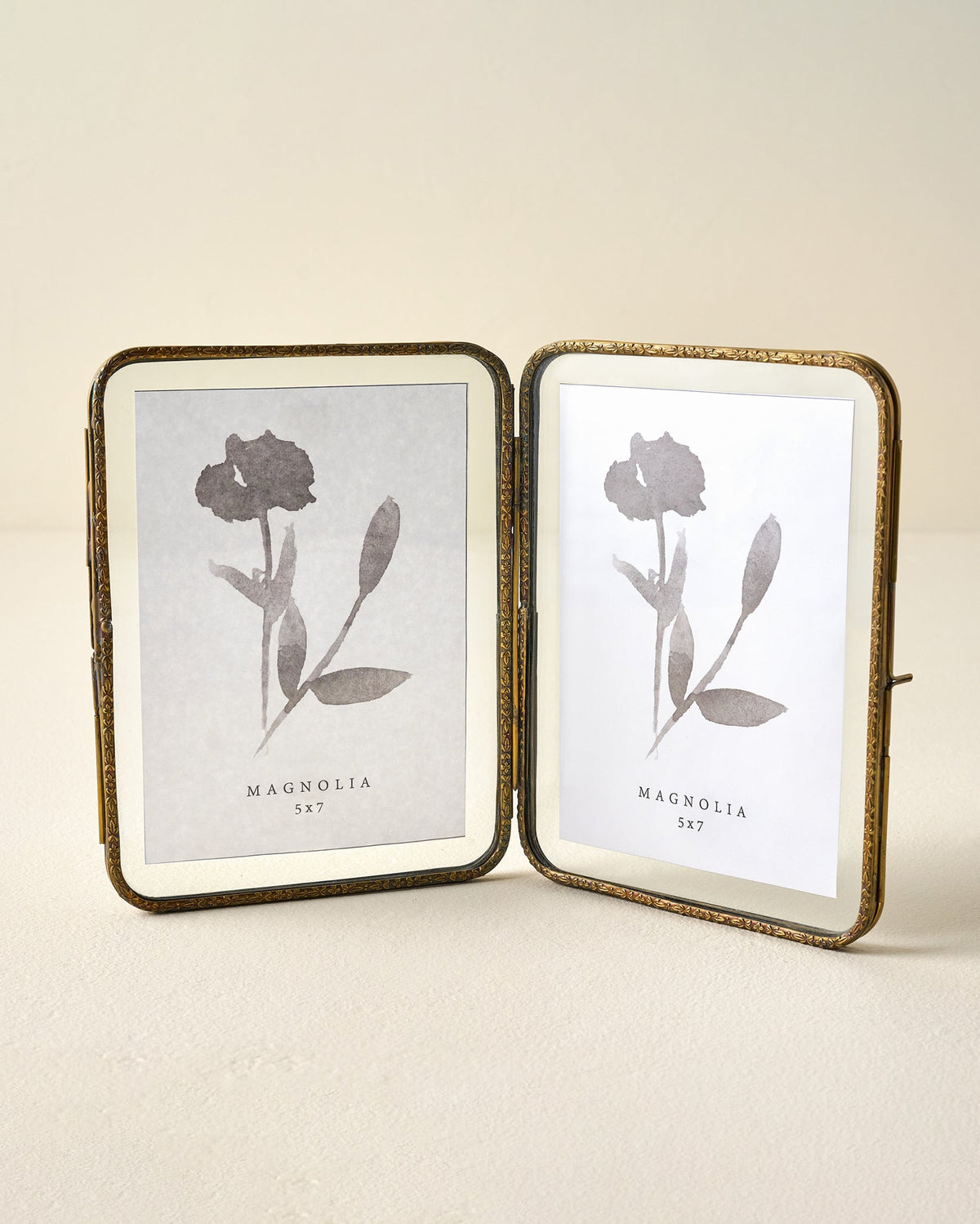 Antiqued Brass Double Photo Frame