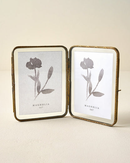 Antiqued Brass Double Photo Frame
