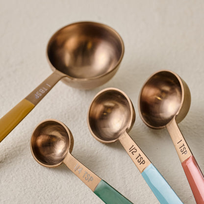 Evie Copper Measuring Spoons up close