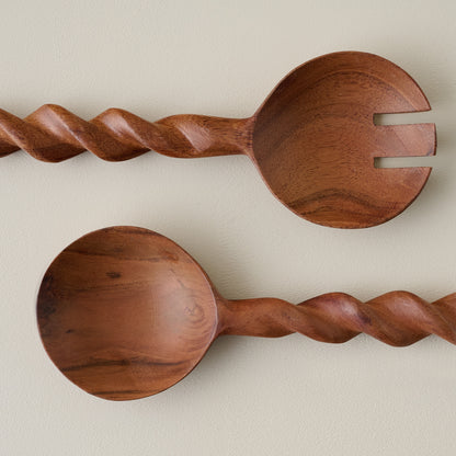 Wood Swirl Salad Set detail