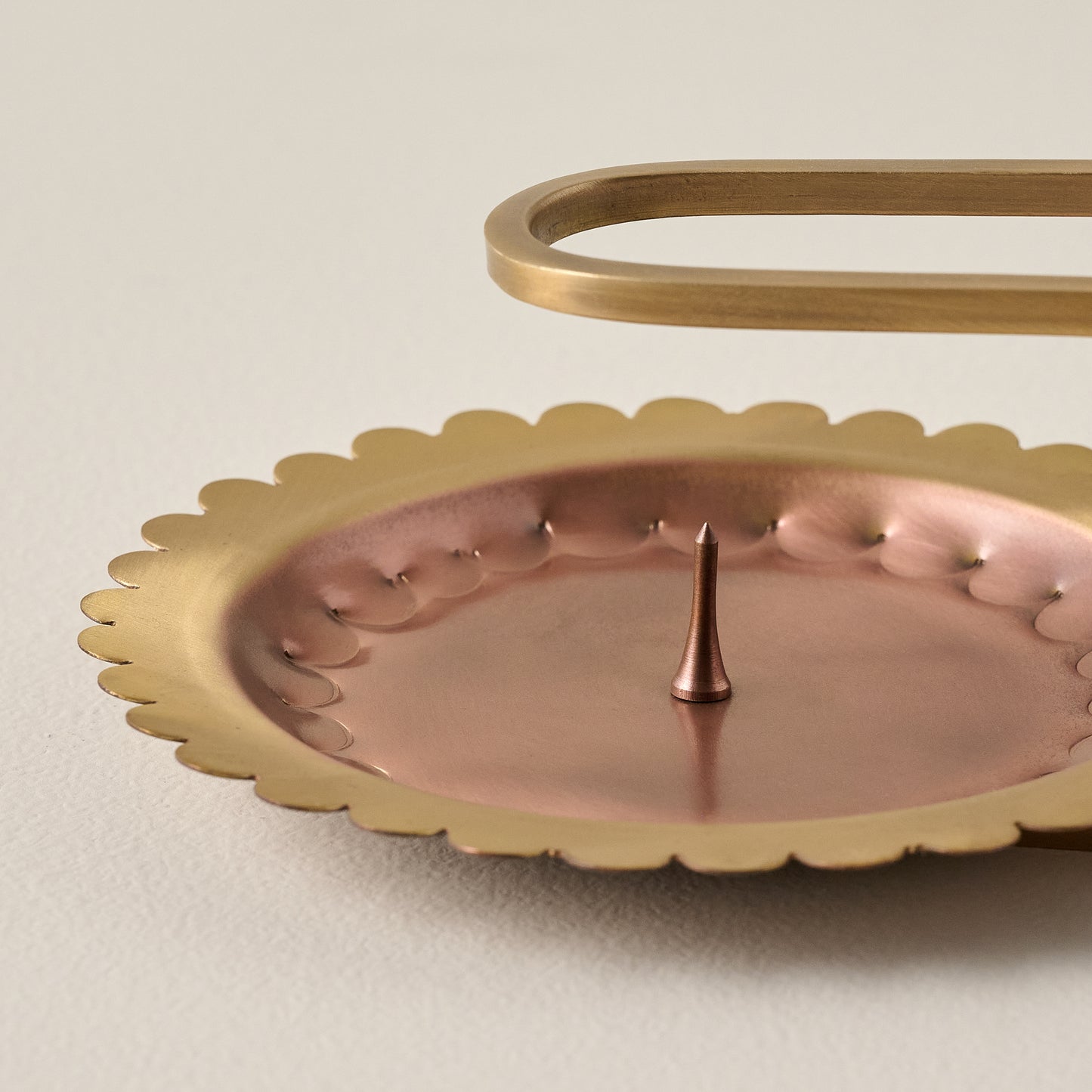 Hammered Copper and Brass Candle Holder up close