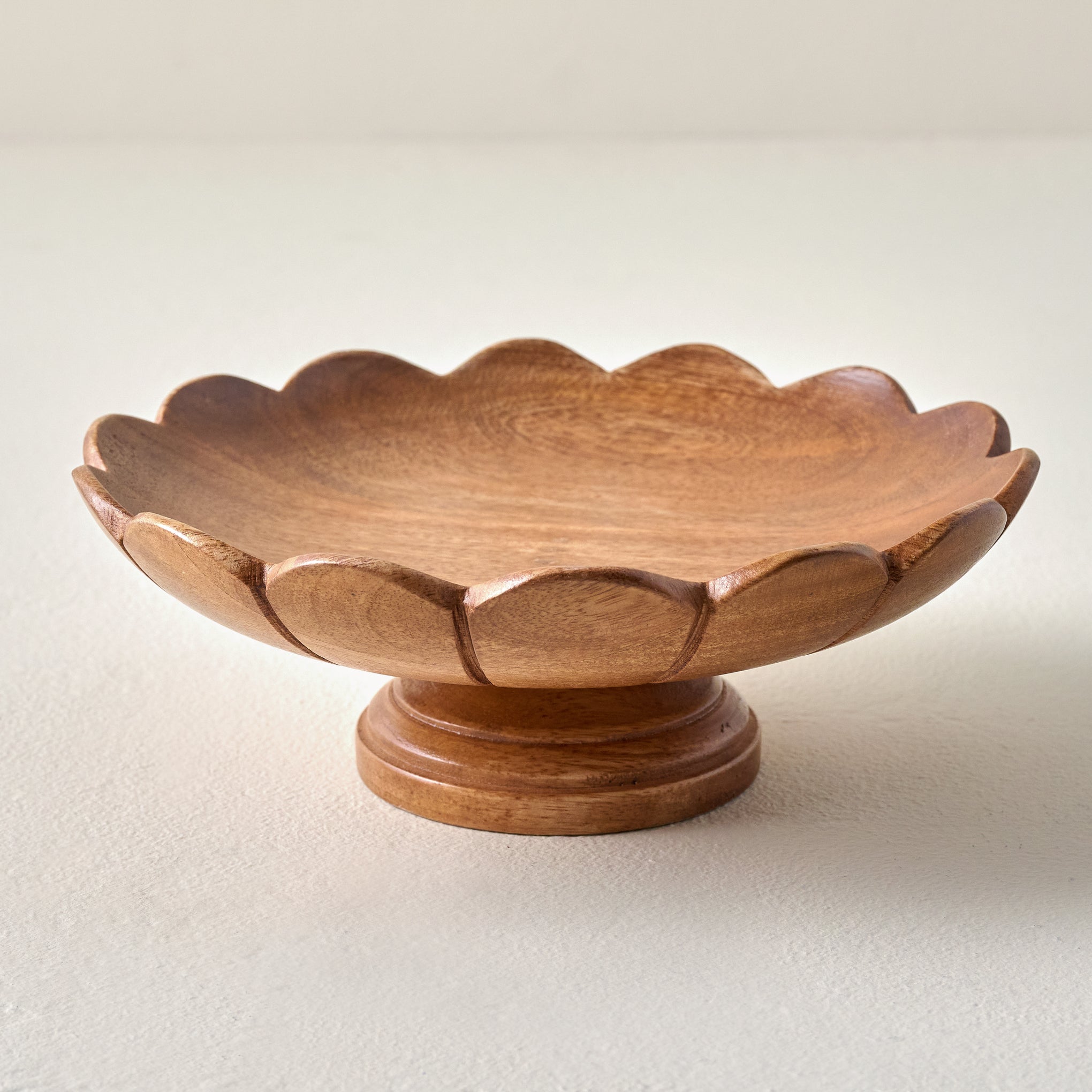 Decorative Antiqued Wood Footed Bowl