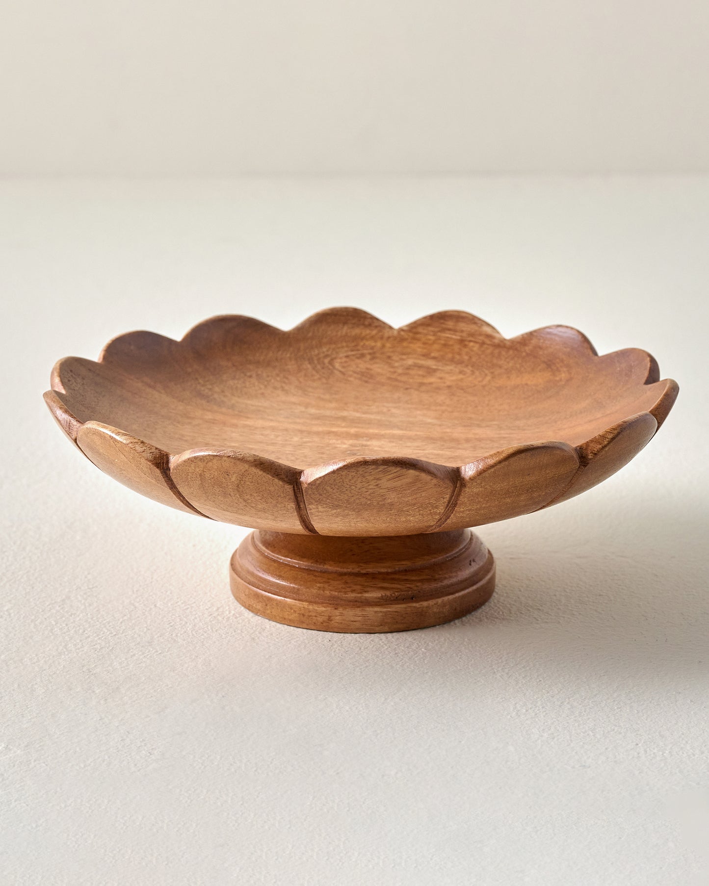 Decorative Antiqued Wood Footed Bowl