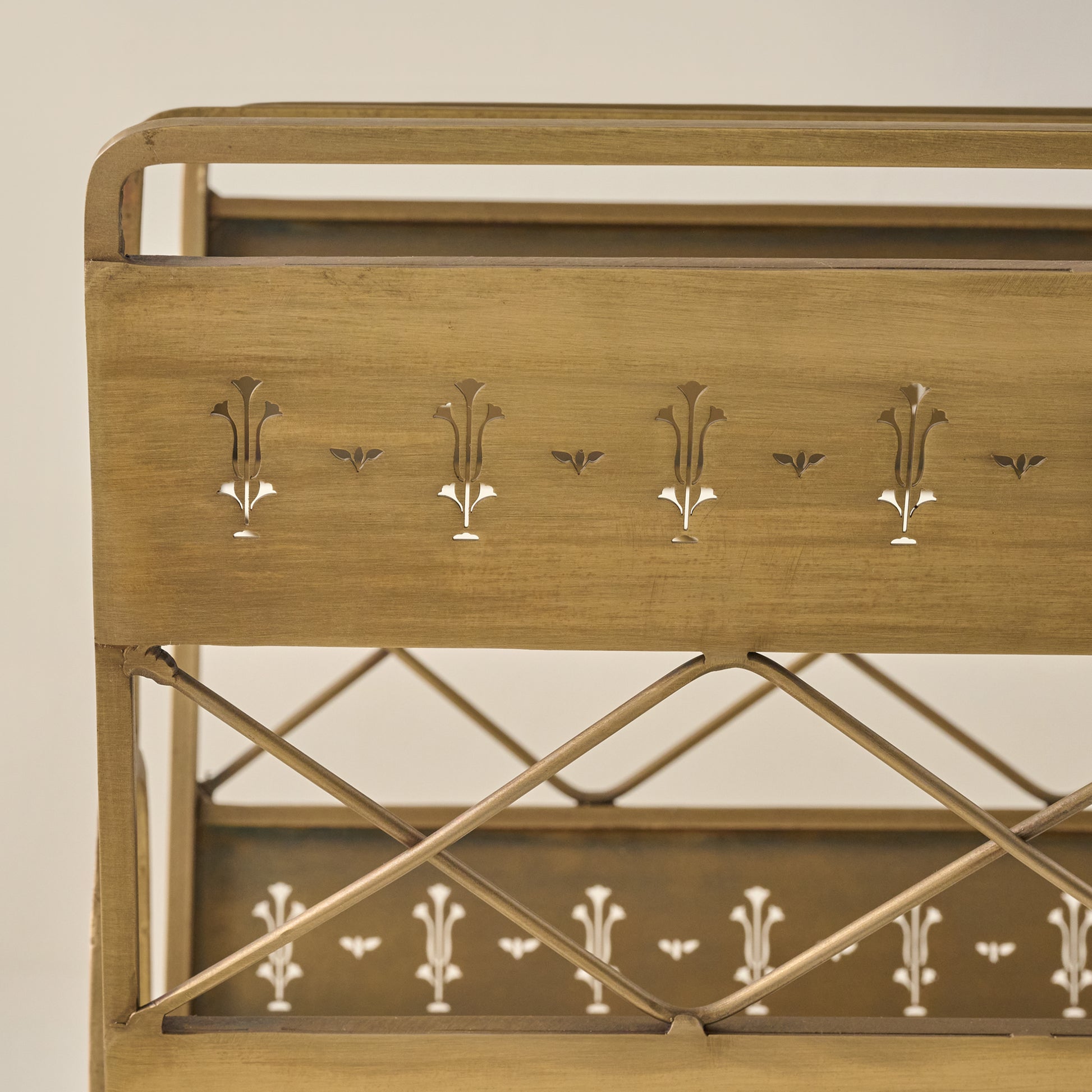 Antique Inspired Magazine Rack up close