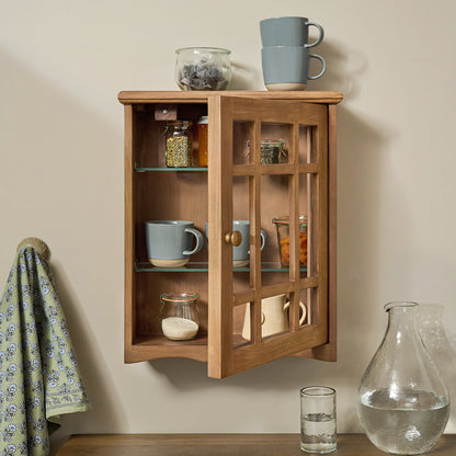 Antiqued Wood Spice Cabinet in a kitchen