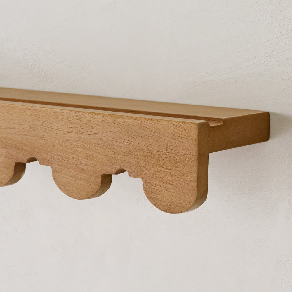 Linnea Antiqued Wood Picture Ledge up close