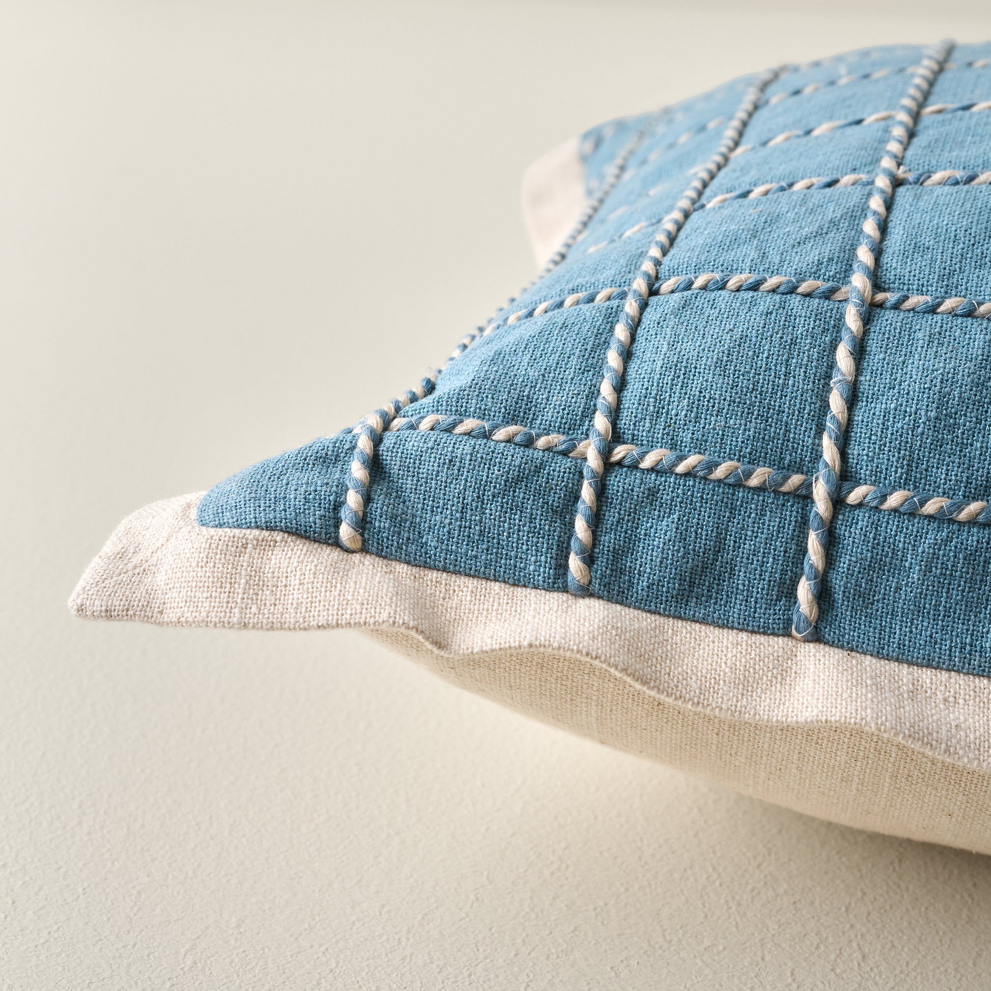 Saylor Grid Printed Lumbar Pillow close up corner