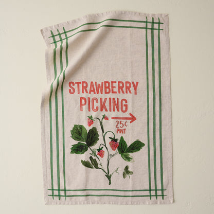 Magnolia Strawberry Picking Tea Towel
