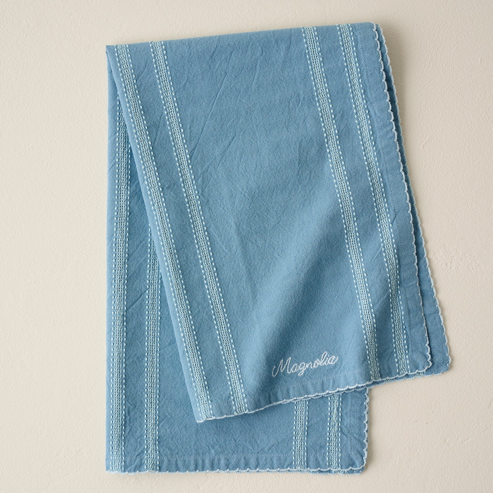 Magnolia Dusk Blue Striped Tea Towel