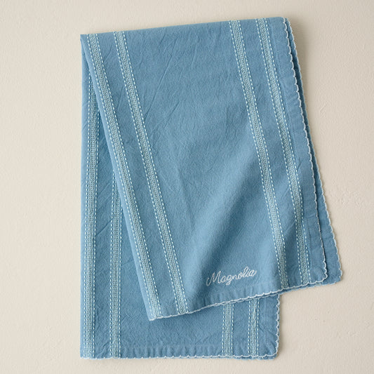 Magnolia Dusk Blue Striped Tea Towel