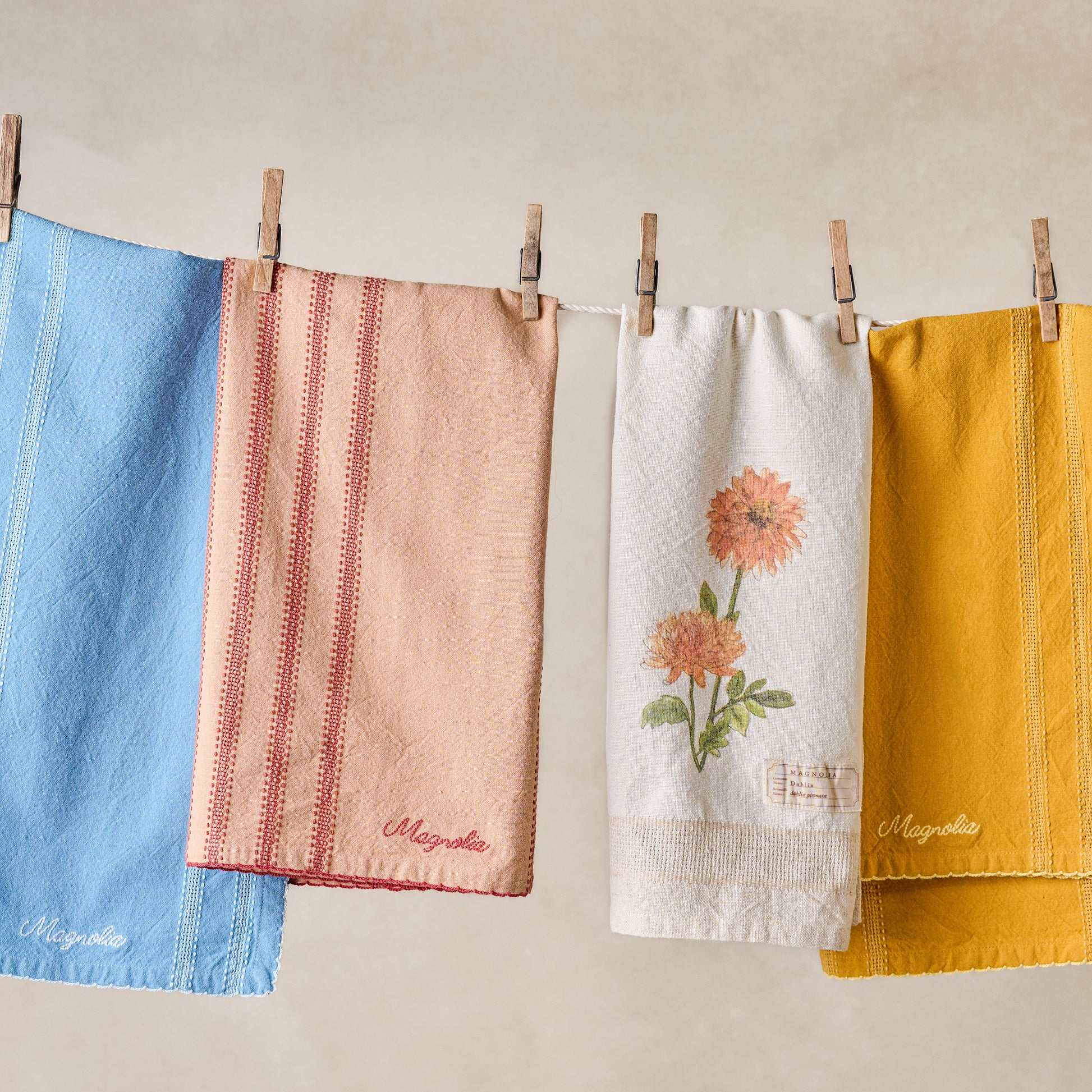 Variety of hanging tea towels