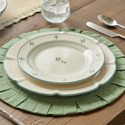 Antique Jade Pleated Placemat Set of Four  shown on table with place setting
