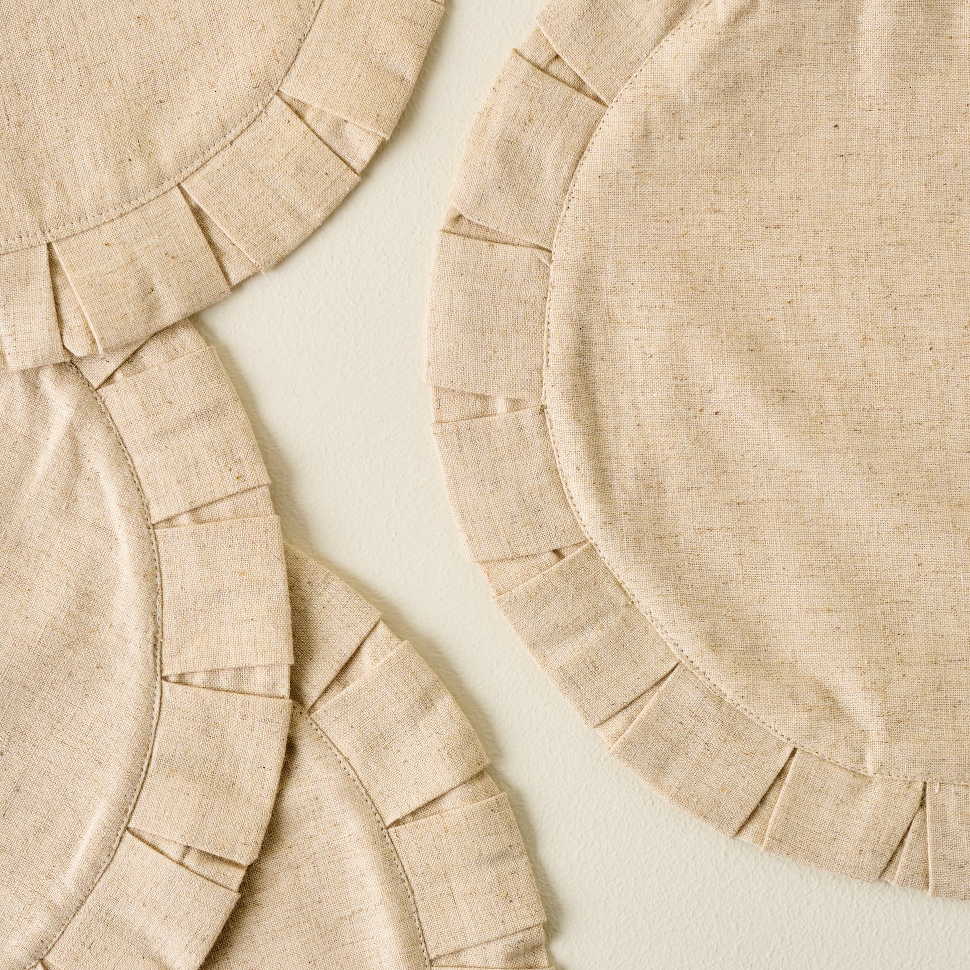 Natural Pleated Placemat Set of Four  up close