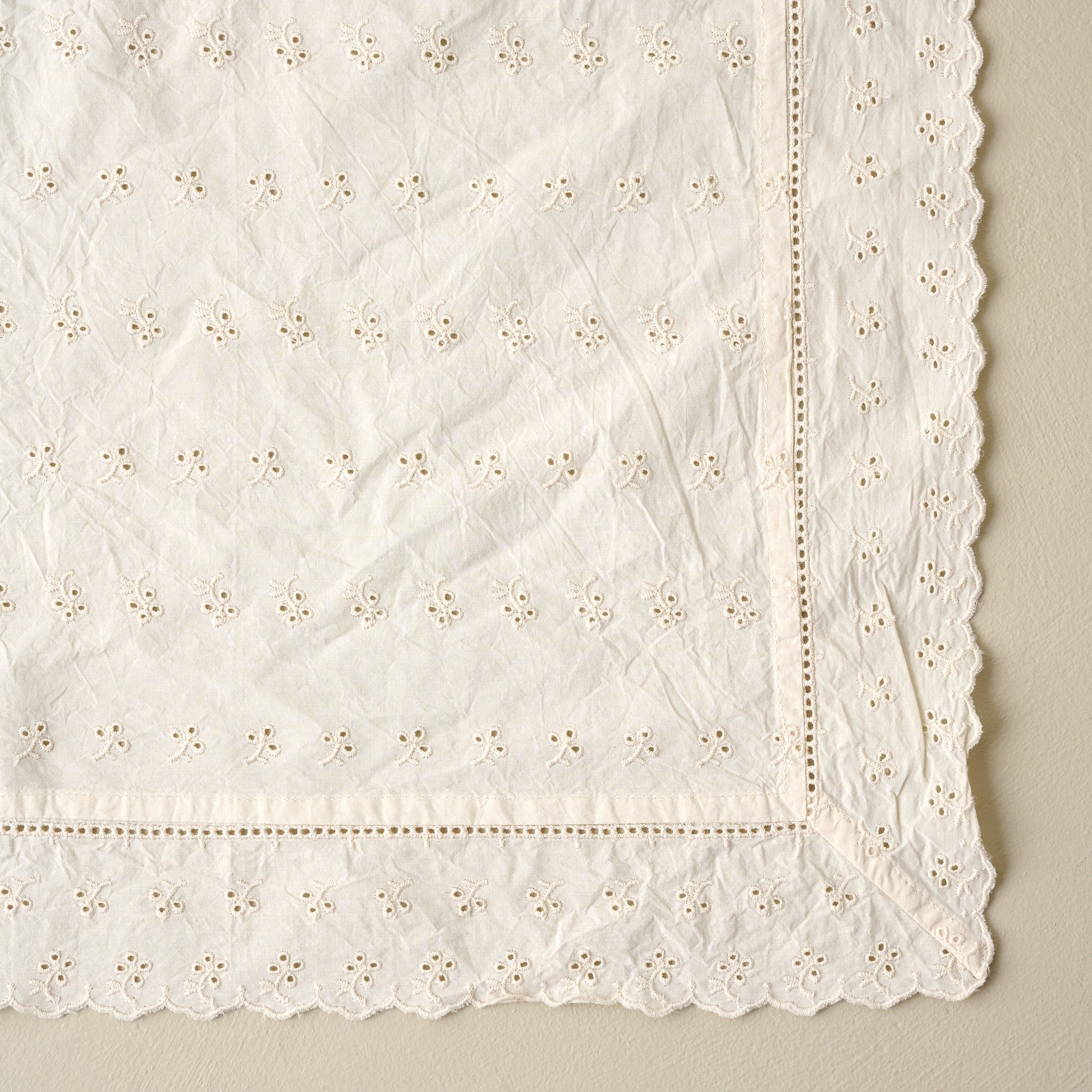 Antique White Eyelet Napkin Set of Four up close