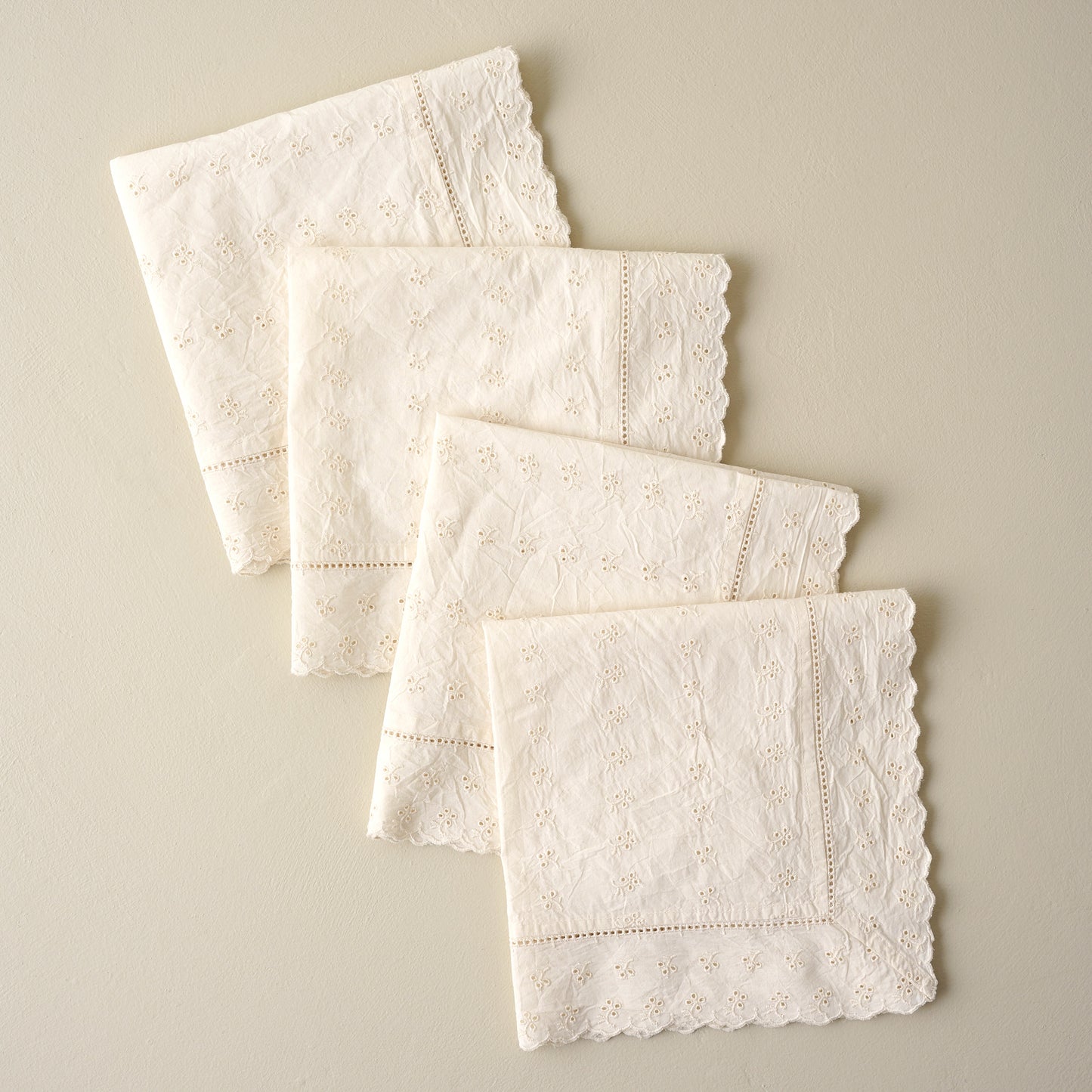 Antique White Eyelet Napkin Set of Four