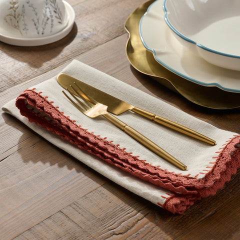 Apricot Crochet Edge Napkin Set of Four