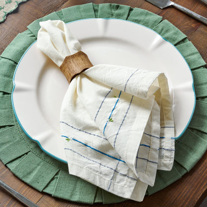 Floral Embroidered Napkin Set of Four shown with place setting