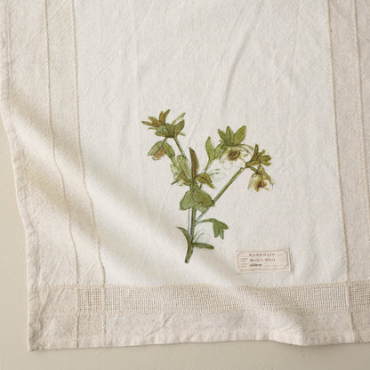 Magnolia Molly's White Garden Tea Towel up close