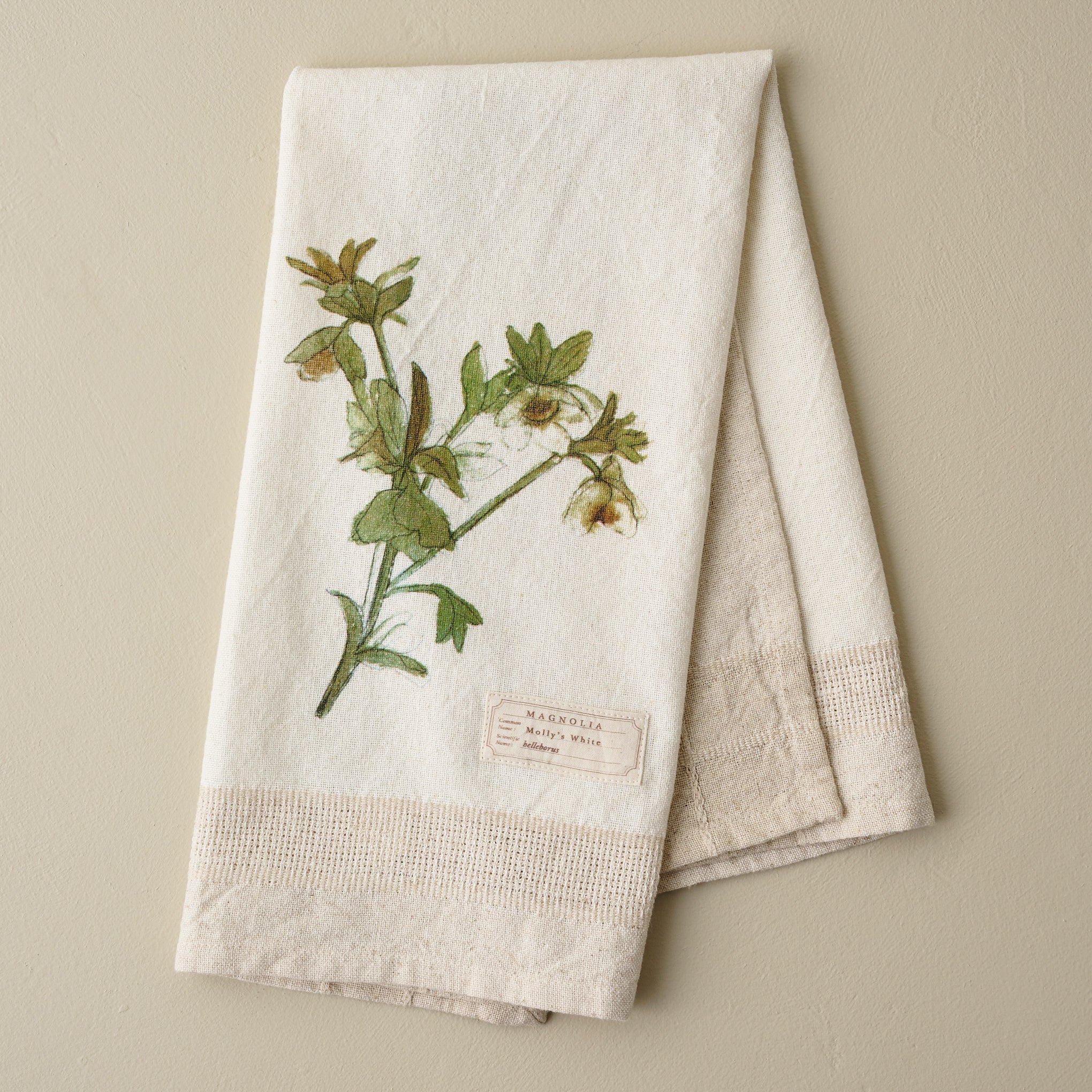 Magnolia Molly's White Garden Tea Towel