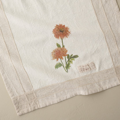 Magnolia Dahlia Garden Tea Towel up close