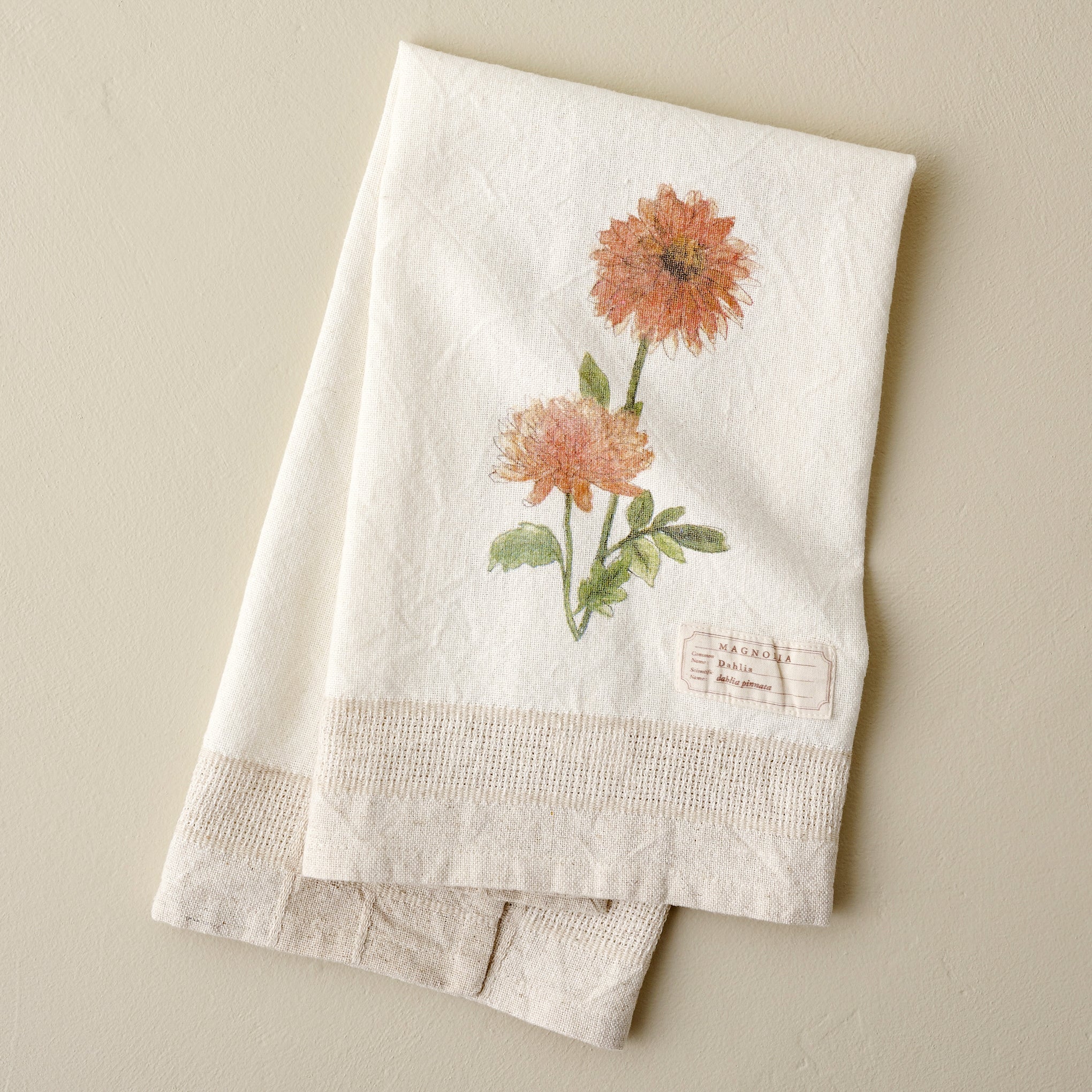 Magnolia Dahlia Garden Tea Towel