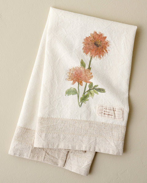 Magnolia Dahlia Garden Tea Towel