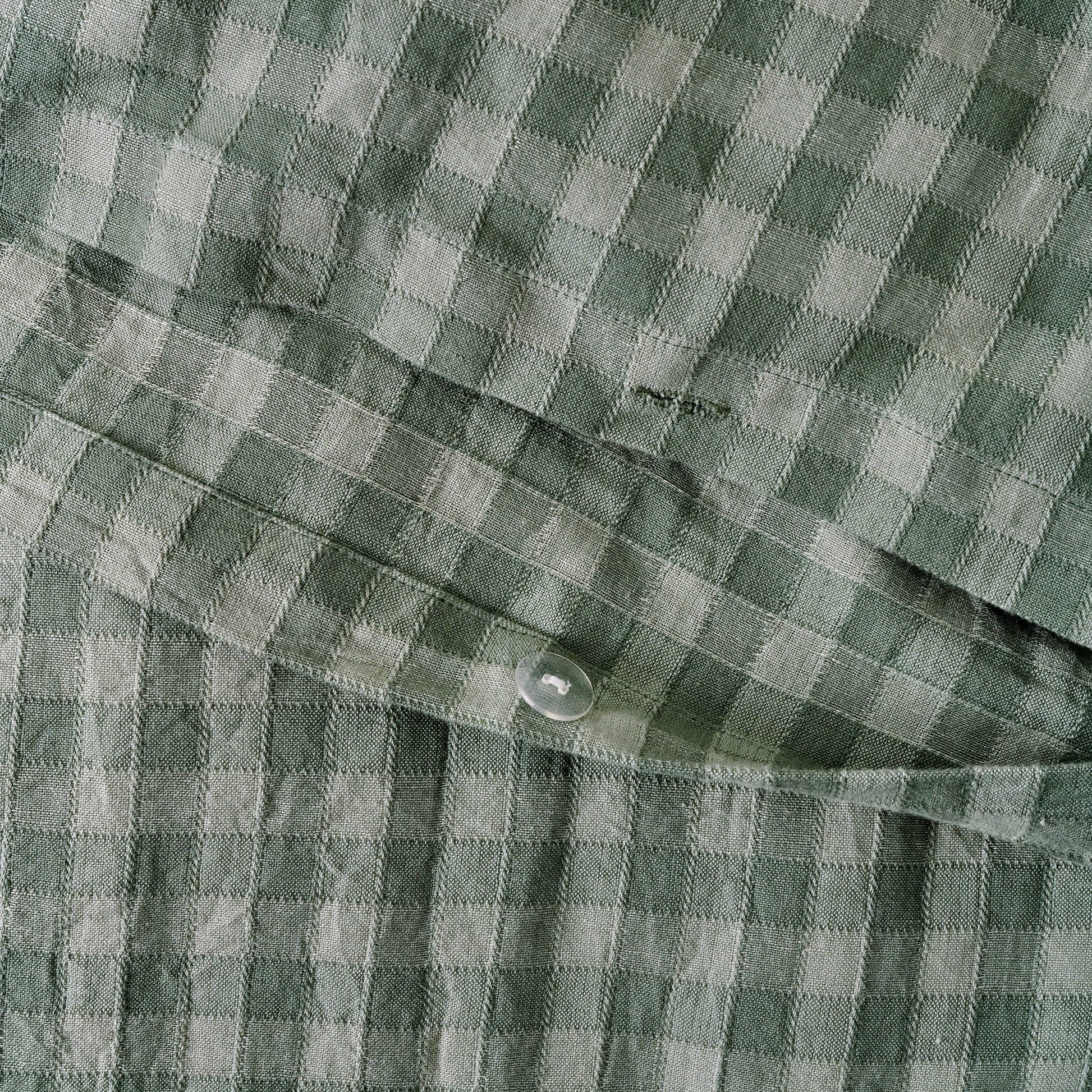 Maxine Gingham Duvet Cover in dusty green up clsoe