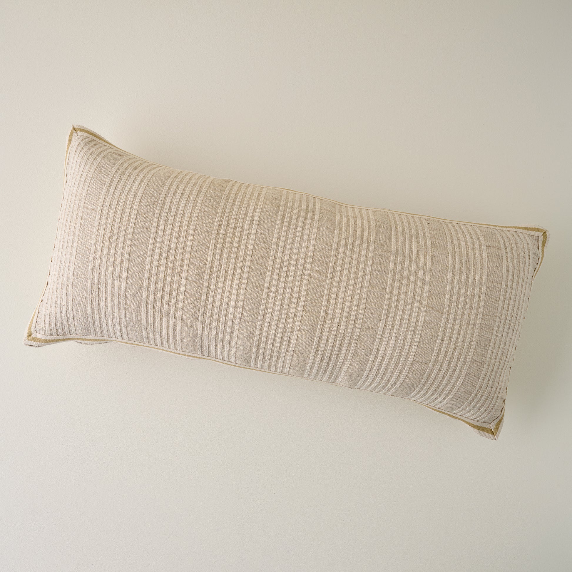 Natural Plaid Gusset Large Lumbar Pillow