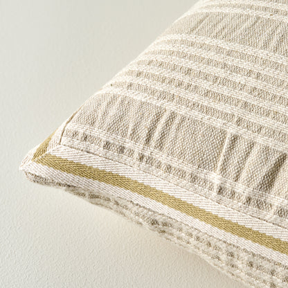 Natural Plaid Gusset Oversized Pillow corner up close
