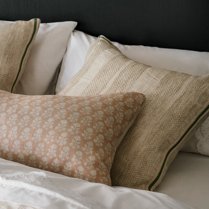 Flax Oversized Pillow shown on bed