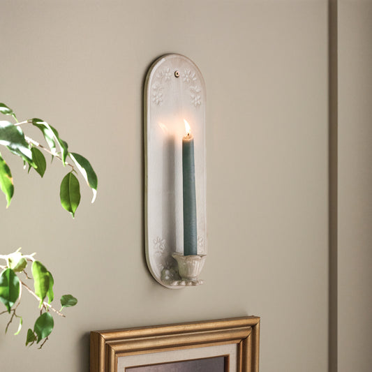 Mae Crackle Glaze Ceramic Wall Sconce shown hung on wall