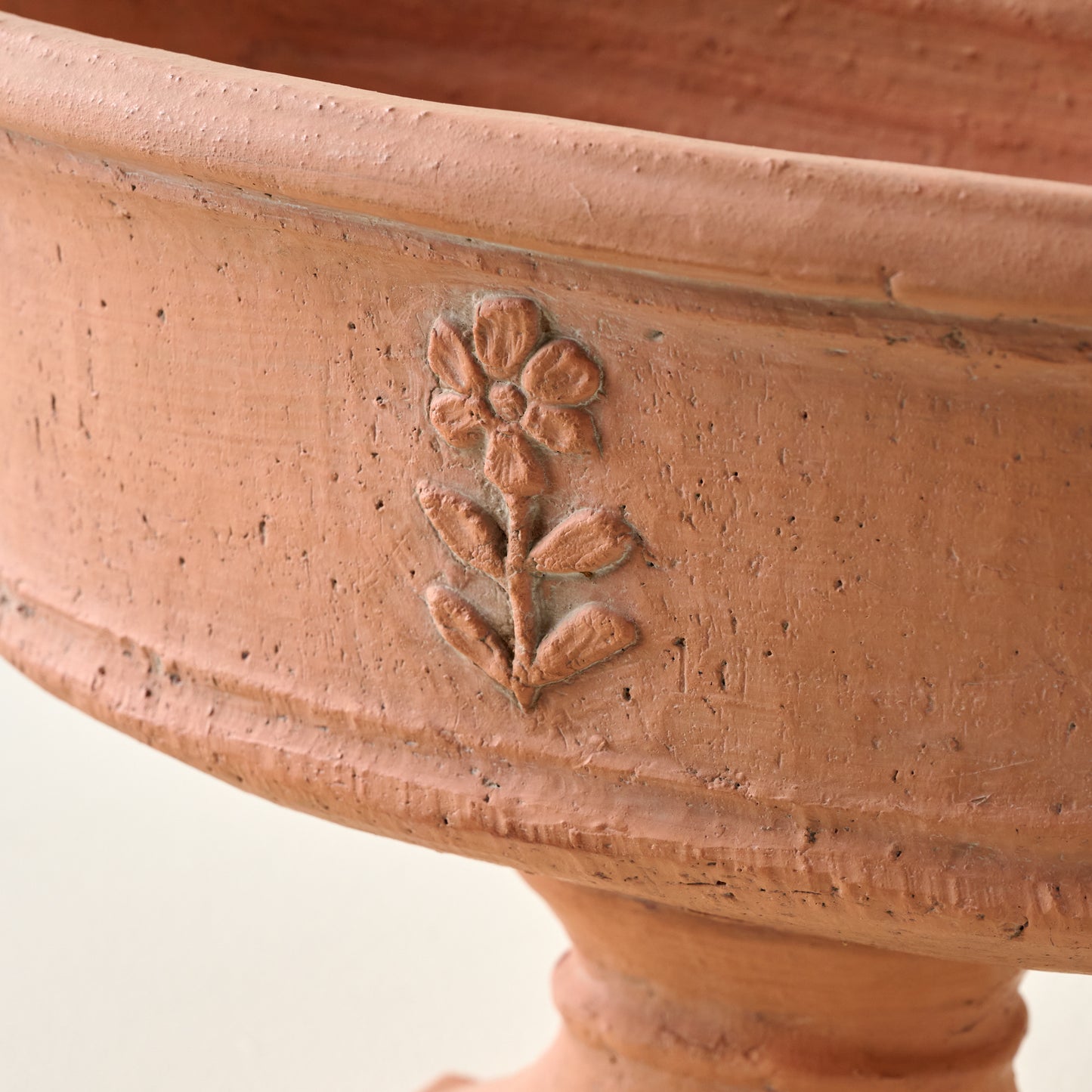 Elongated Floral Terracotta Planter up close
