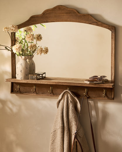 Oversized James Mirror with Hooks and Shelf