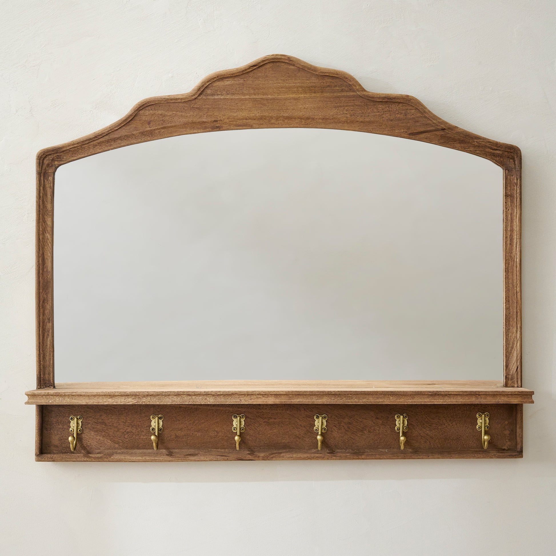 Brooks Mirror with Hooks and Shelf