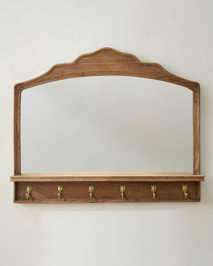 Brooks Mirror with Hooks and Shelf