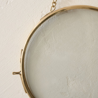 Round Round Josie Hanging Brass Photo Frame up close