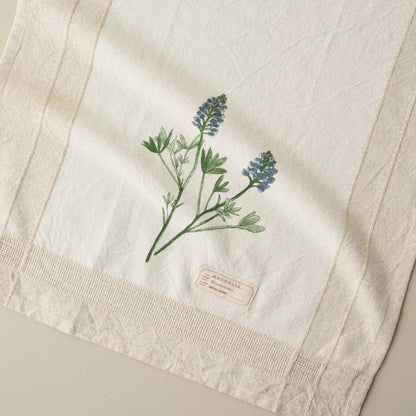 Magnolia Bluebonnet Garden Tea Towel up close