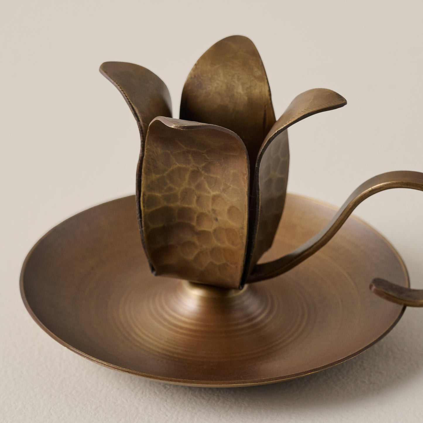 Forged Tulip Chamberstick up close