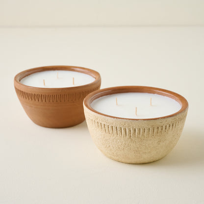 Magnolia Greenhouse Rustic Bowl Candle shown with other vessel candle