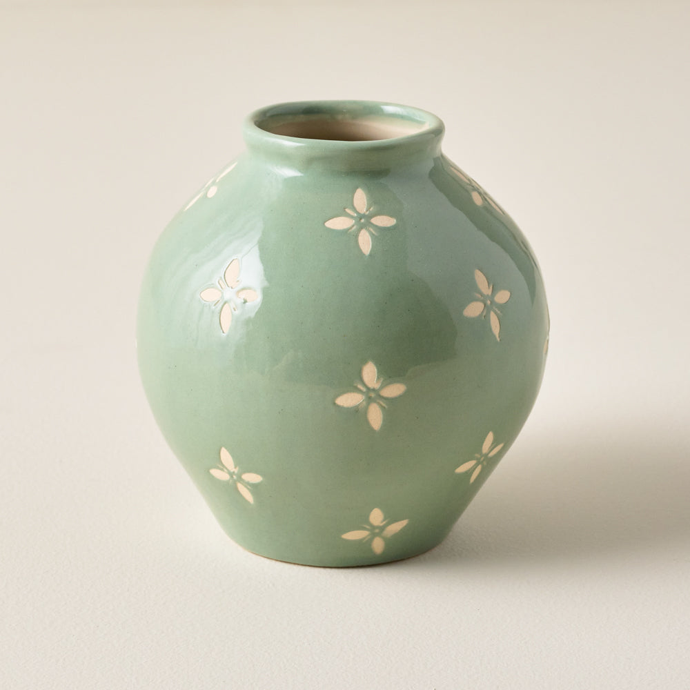 Green and White Luna Bud Vase